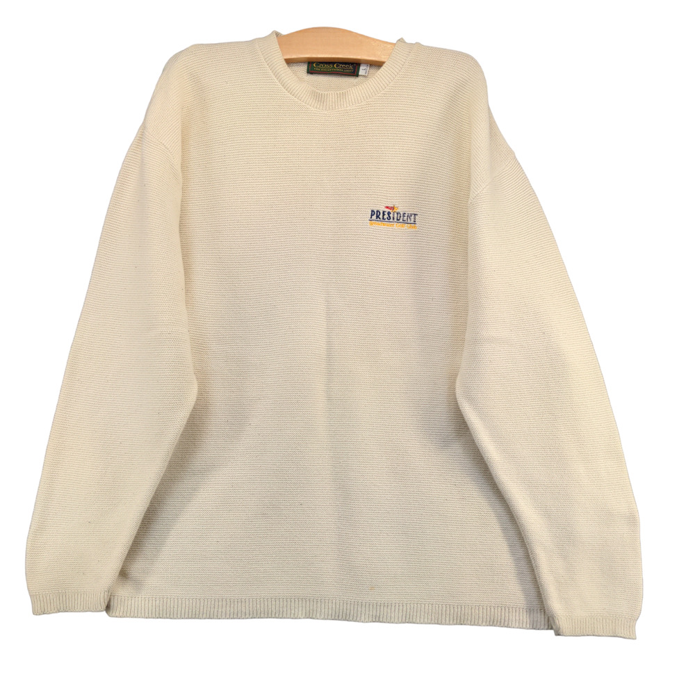 Cross Creek Men's Sweater Cream Large Broadwater Golf Club President Knit